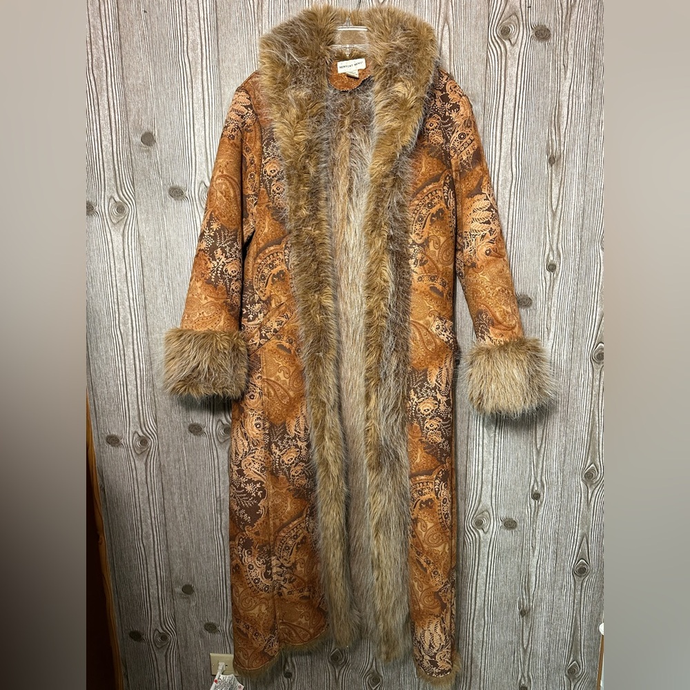 Vintagr 70’s Paisley Suede Fur Penny Lane Coat Sz 10